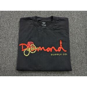 Diamond Supply Co. Mens Black Rose & Snake Print Long Sleeve Shirt Size Large